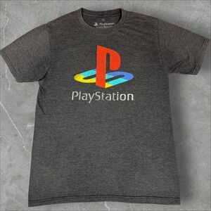 Playstation Logo Grey Graphic Print T Shirt - Small